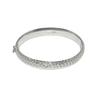 Sterling Silver Diamond Cut Bangle Bracelet, Womens