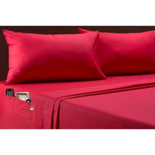 230tc Percale Pocket Sheet Set, Red