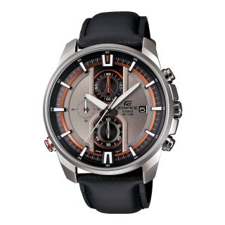 Casio Edifice Active Racing Mens Black Leather Strap Chronograph Watch