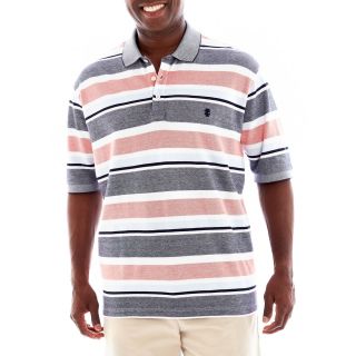 Izod Striped Piqué Polo Shirt Big and Tall, Baked Apple, Mens