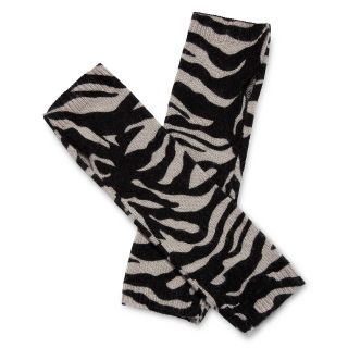 Animal Print Fingerless Gloves, Zebra, Womens