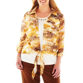 Alfred Dunner Abstract Burnout Print Layered Top   Plus