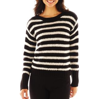 Worthington Long Sleeve Striped Sweater, Blk/polar Bear Lur, Womens