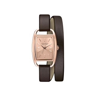 Caravelle New York Womens Double Leather Wrap Watch