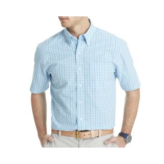 Izod Short Sleeve Mini Checked Woven Shirt, Blue, Mens