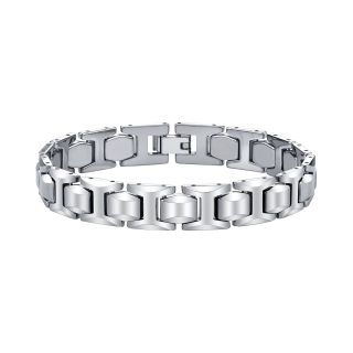 Mens Tungsten Carbide Link Bracelet, White