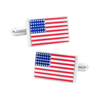 American Flag Cuff Links, Red/Blue/Silver, Mens