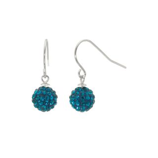 Bridge Jewelry Sterling Silver Aqua Blue Crystal Ball Drop Earrings