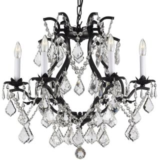 Gallery Versailles 6 Light Wrought Iron and Crystal Chandelier