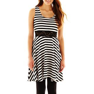 Sleeveless Striped Dress, Black