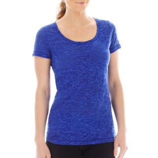 Xersion Short Sleeve Burnout Tee, Blue, Womens