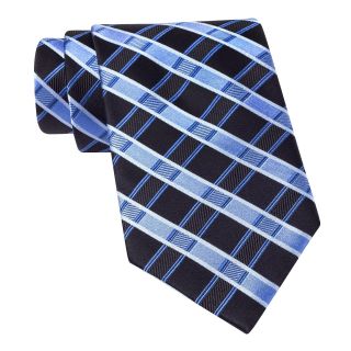 Stafford Penney Grid Silk Tie, Blue/Black, Mens
