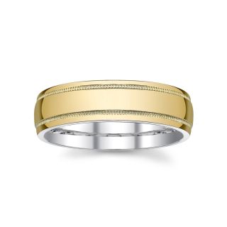 Mens 10K Gold Over Sterling Silver Wedding Band, Two Tone