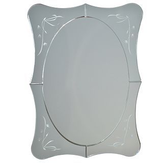 Venetian Seagrass Deco Mirror, Silver