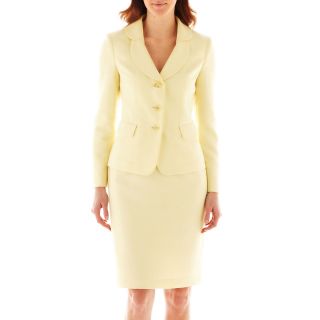 Lesuit Le Suit 3 Button Double Collar Skirt Suit, Lemon Ice, Womens