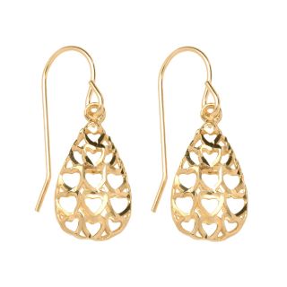 Teardrop Heart Dangle Earrings 10K Gold, Nocolor, Womens