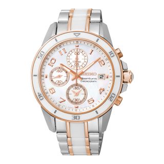 Seiko Womens Sportura Stainless Steel and Ceramic Strap Chronograph Watch