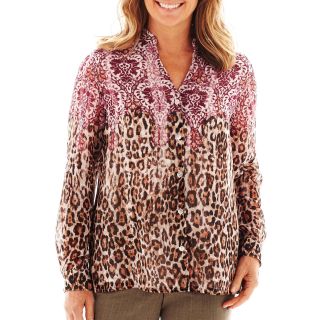 Alfred Dunner Circle Oaks Animal Scroll Woven Top