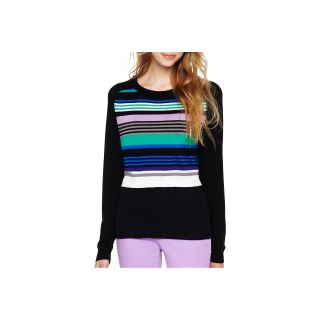 I Heart Ronson I Heart Ronson Striped Open Back Cropped Sweater, Black, Womens