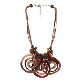 Designs by Adina Brown Tonal Mixed Media Necklace, Womens