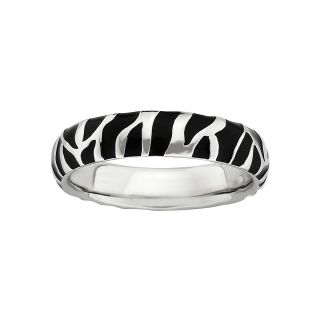 Stackable Animal Print Enamel Ring, Zebra, Womens