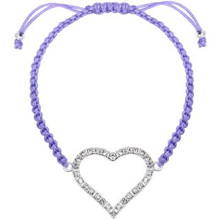 Bridge Jewelry Purple Braided Cord Heart Bracelet