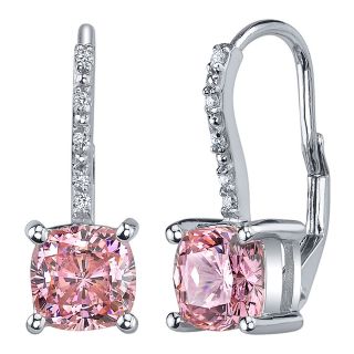Diamonore Pink Simulated Diamond Drop Earrings, Wg (White Gold), Womens