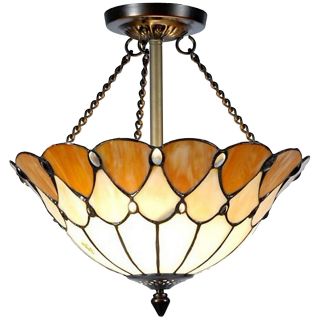 Dale Tiffany Scalloped Jeweled Ceiling Light
