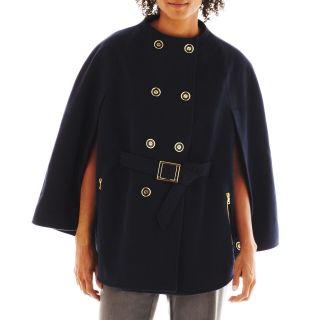 COLLEZIONE Faux Wool Cape Coat, Navy, Womens
