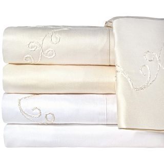 American Heritage 1200tc Egyptian Cotton Sateen Embroidered Scroll Sheet Set,