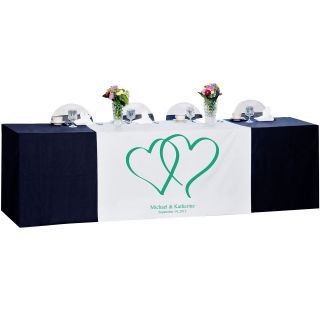 Heart Design Personalized Wedding Table Runner, Wedding Emerald