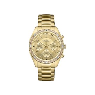 Caravelle New York Womens Gold Tone Crystal Accent Chronograph Watch