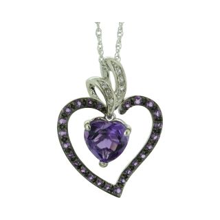 Lab Created Amethyst & White Sapphire Heart Pendant Sterling Silver, Womens