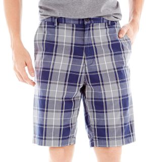 CLAIBORNE Flat Front Shorts, Gray, Mens