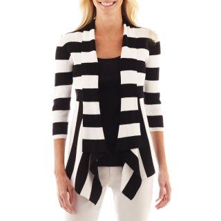 St. Johns Bay St. John s Bay Flyaway Cardigan, Blk/wht Stripe, Womens