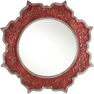 Yasmine Dreams Round Wall Mirror, Red