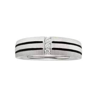 1/10 CT. T.W. Men s Diamond Two Tone Wedding Band, White