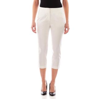 Worthington Sateen Crop Pants, White, Womens