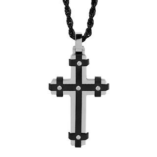 Inox Jewelry Mens Stainless Steel English Cross Pendant, White