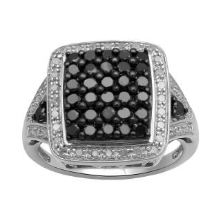 1 CT. T.W. Genuine White & Color Enhanced Black Diamond Cocktail Ring, Womens