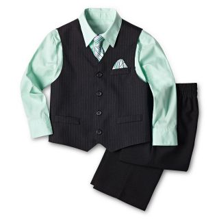 Pinstripe Vest, Shirt, Pants and Tie Set   Boys 12m 24m, Black, Black, Boys