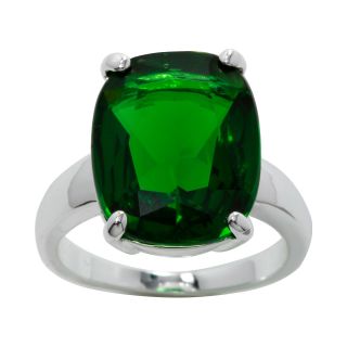 Bridge Jewelry Pure Silver Plated Green Crystal Cocktail Ring