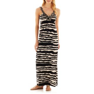 a.n.a Braided Halter Maxi Dress, Blk/taupe