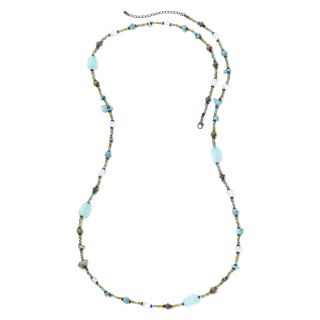 ARIZONA Brown Bead & Simulated Turquoise Long Necklace