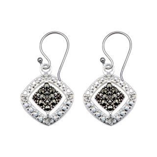 Bridge Jewelry Pure Silver Plated Marcasite & Cubic Zirconia Drop Earrings