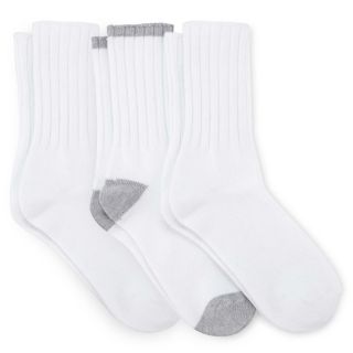 3 pk. Turn Cuff Crew Socks, White/Gray