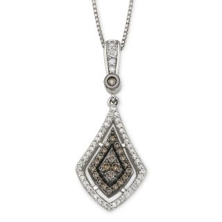 1/3 CT. T.W. White & Champagne Diamond Drop Pendant, Womens