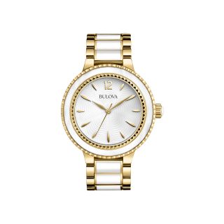 Bulova Womens Gold Tone and White Ion Plated Watch