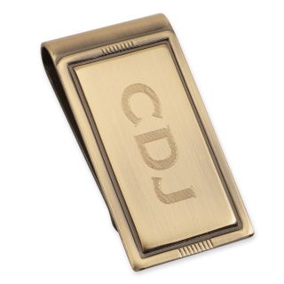 Personalized Brushed Die Struck Money Clip, Gold, Mens