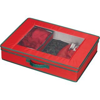Household Essentials Red Holiday Tabletop Set Storage Chest, Red/Green